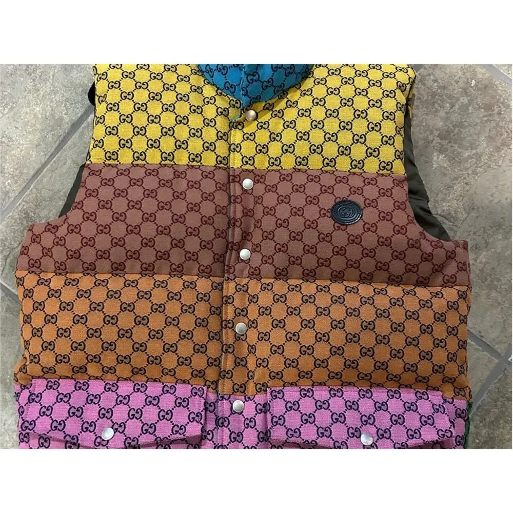 Men's Gucci Multicolor Yellow Blue Pink Patchwork GG down size 48